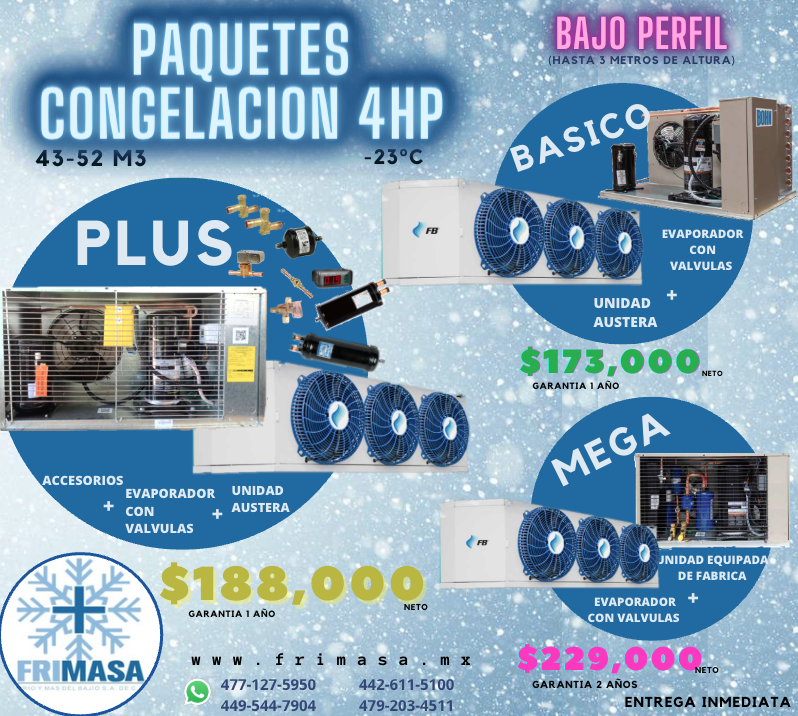 PAQUETES CONGELACION 4HP BAJO PERFIL